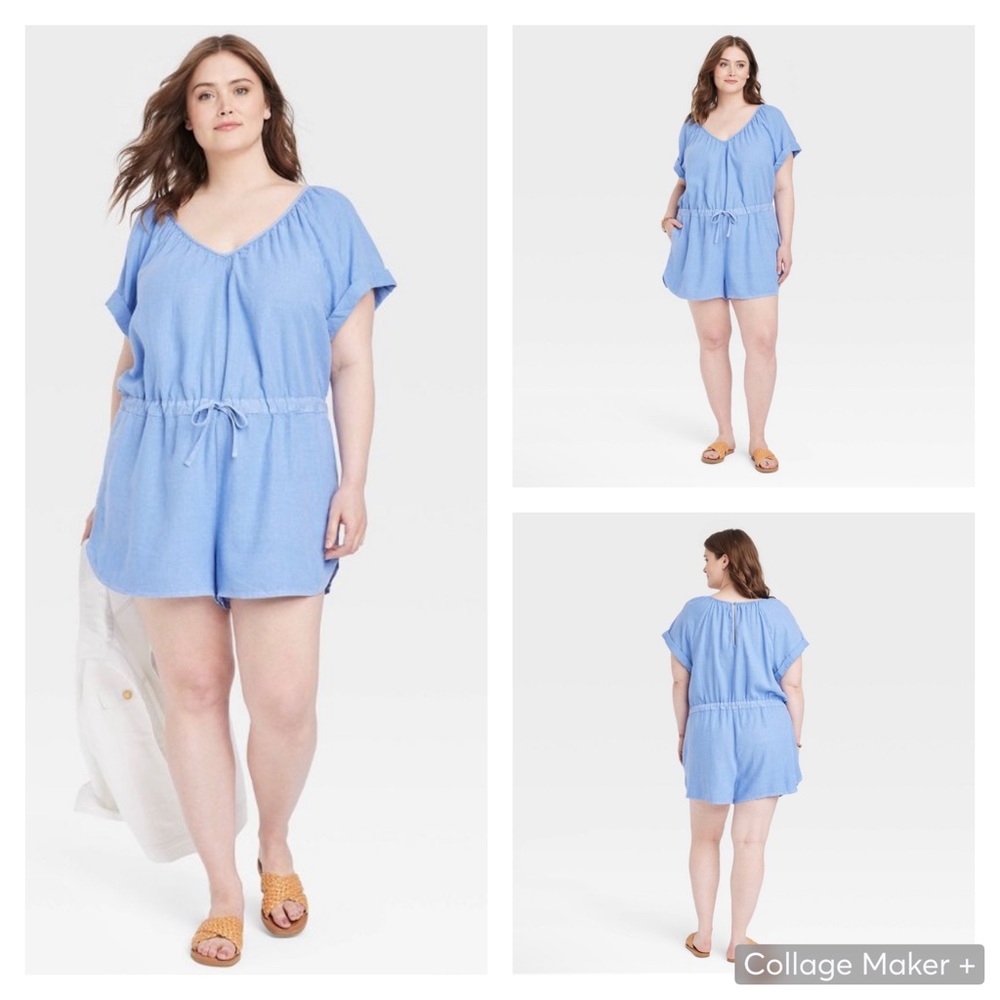 Universal Thread | Short Sleeve Romper | Blue | Size: 1X